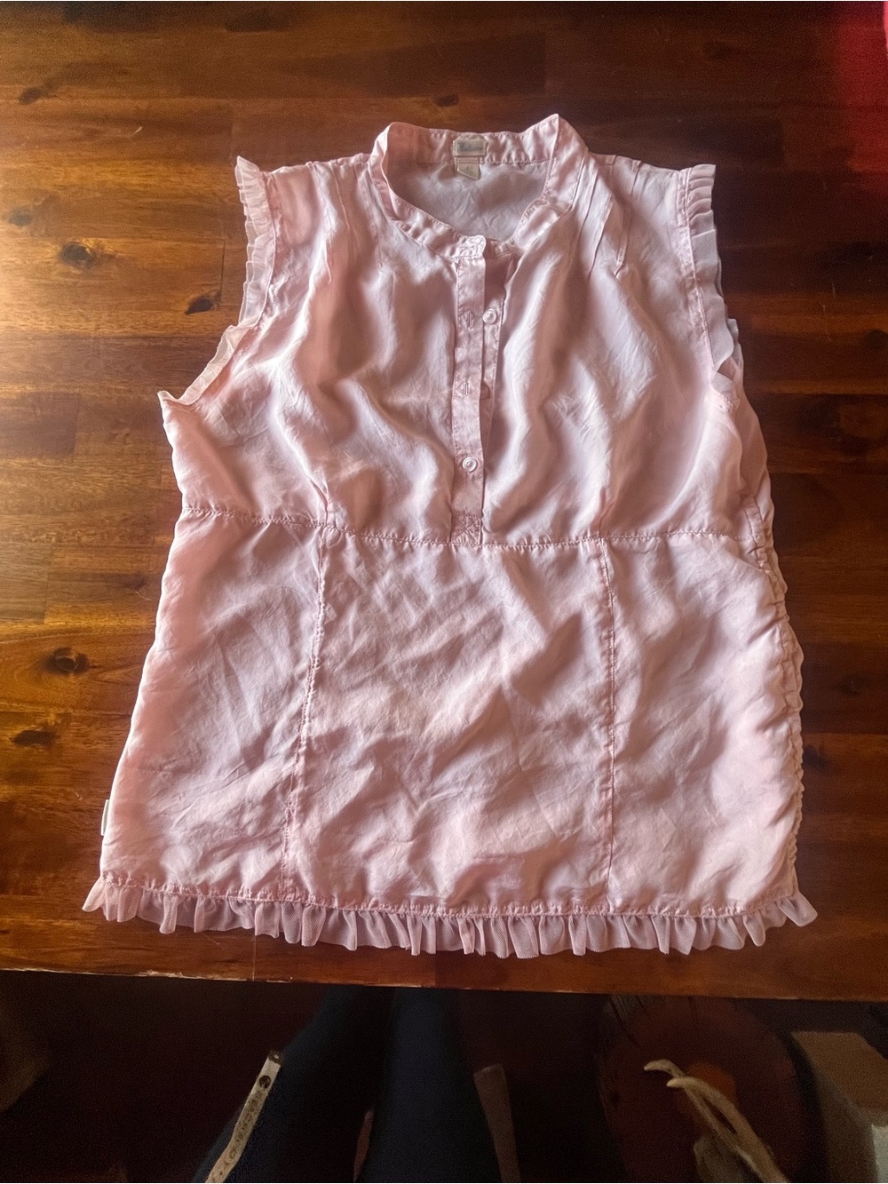 Hollister Light Pink silk Ruffle Trim Tunic Top